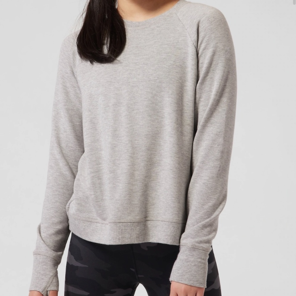 NWT Athleta Girl Cozy Cross Your Heart Sweatshirt Heather Gray XXL 16